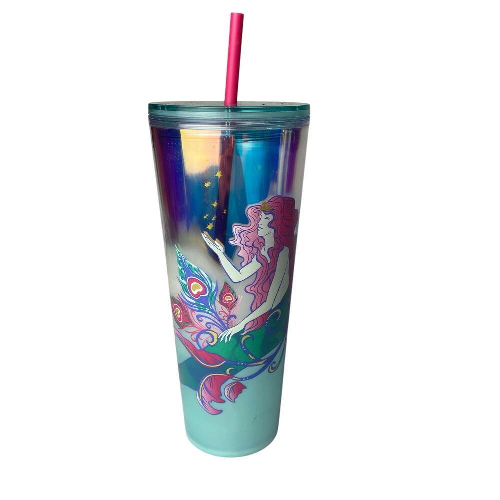 Starbucks Limited Edition Winter Theme Pink Siren Mermaid Tumbler 24 Oz - NEW